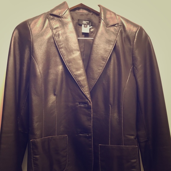 EUC espresso brown genuine leather jacket - Picture 1 of 7